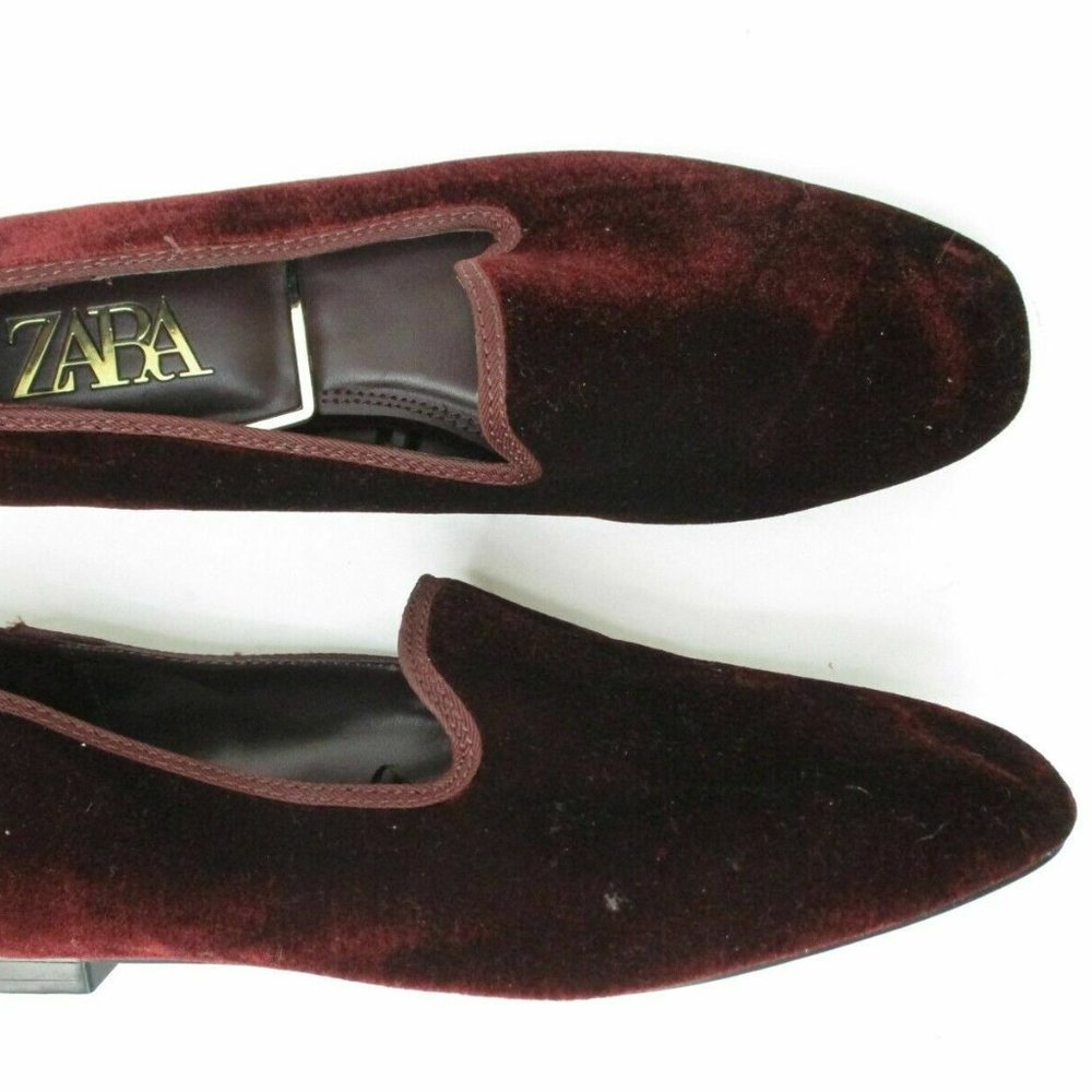 Zara VELVET Loafers Flats 7.5 NWOB
